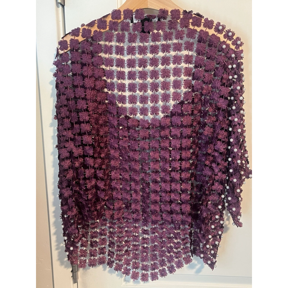 Midnight Velvet Knit Top Womens Size XL Purple Pearl - Picture 7 of 9